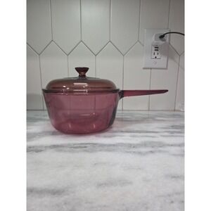 Corning Ware Vision 1.5L Cranberry Sauce Pan W/ Pyrex Lid, Replacement, Vtg USA